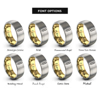 font options for inside engraving on gold & silver dango skewer rings