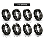 font options for inside engraving on black & silver dara knot rings