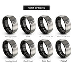 font options for inside engraving on black & silver dara knot rings