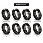 font options for inside engraving on black & gray dara knot rings