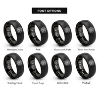 font options for inside engraving on black dara knot rings