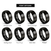 font options for inside engraving on black dara knot rings