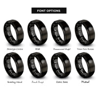 font options for inside engraving on black dara knot rings