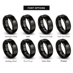 font options for inside engraving on black dara knot rings