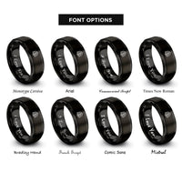 font options for inside engraving on black dara knot rings