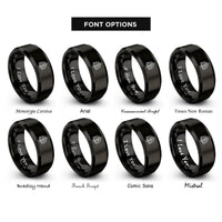 font options for inside engraving on black dara knot rings