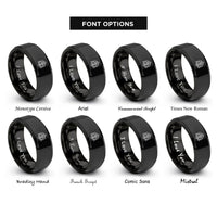 font options for inside engraving on black dara knot rings