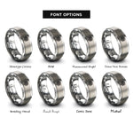 font options for inside engraving on grey dara knot rings