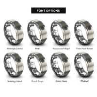 font options for inside engraving on grey dara knot rings