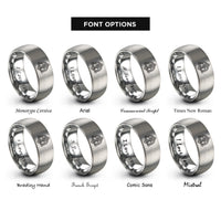 font options for inside engraving on gray dara knot rings