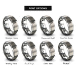 font options for inside engraving on grey dara knot rings