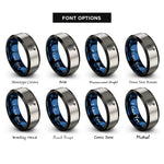 font options for inside engraving on black & blue & silver dart bullseye rings
