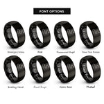 font options for inside engraving on black dashed trail line rings