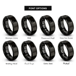 font options for inside engraving on black dashed trail line rings