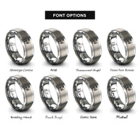font options for inside engraving on grey data scientist chart rings