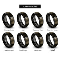 font options for inside engraving on gunmetal & black data scientist chart rings