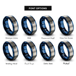 font options for inside engraving on blue & gray data waveform rings