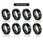 font options for inside engraving on gunmetal & blue data waveform rings