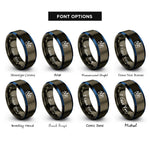 font options for inside engraving on gunmetal & blue data waveform rings
