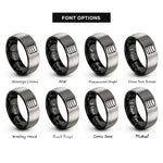 font options for inside engraving on black & gray database cylinder rings