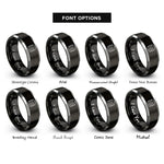 font options for inside engraving on black & gray database cylinder rings