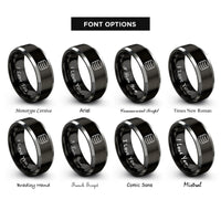 font options for inside engraving on black & gray database cylinder rings