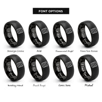font options for inside engraving on black database cylinder rings
