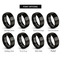 font options for inside engraving on black database cylinder rings