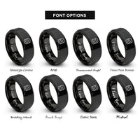 font options for inside engraving on black database cylinder rings