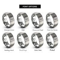 font options for inside engraving on gray database cylinder rings