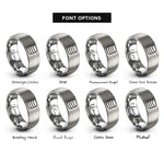 font options for inside engraving on silver database cylinder rings