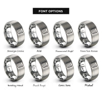 font options for inside engraving on silver database cylinder rings