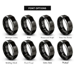 font options for inside engraving on black & grey datura flower rings
