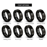 font options for inside engraving on black datura flower rings