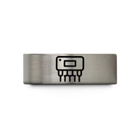 women's engraved wedding bands – blue & grey tungsten microcontroller dip wedding band