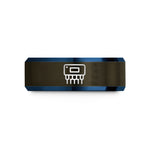 custom engraved rings present – gunmetal & blue tungsten microcontroller dip wedding band