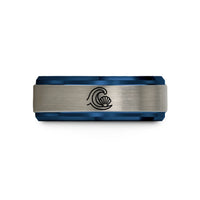 daughter birthday present ideas – black & blue & gray tungsten wave wash wedding band
