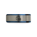 mother to daughter jewelry – black & blue & grey tungsten wave wash wedding band