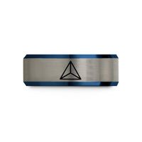 unique presents for daughters – black & blue & grey tungsten tetrahedron wedding band