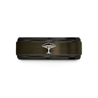 engraved rings for women – gunmetal & black tungsten acacia canopy wedding band