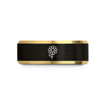 meaningful presents for daughters – black & gold tungsten daisy wedding band
