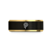 meaningful presents for daughters – black & gold tungsten daisy wedding band