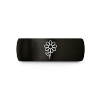 meaningful presents for daughters – black & rose gold tungsten daisy wedding band