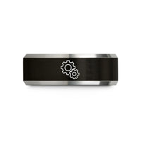 meaningful presents for daughters – black & grey tungsten gears wedding band