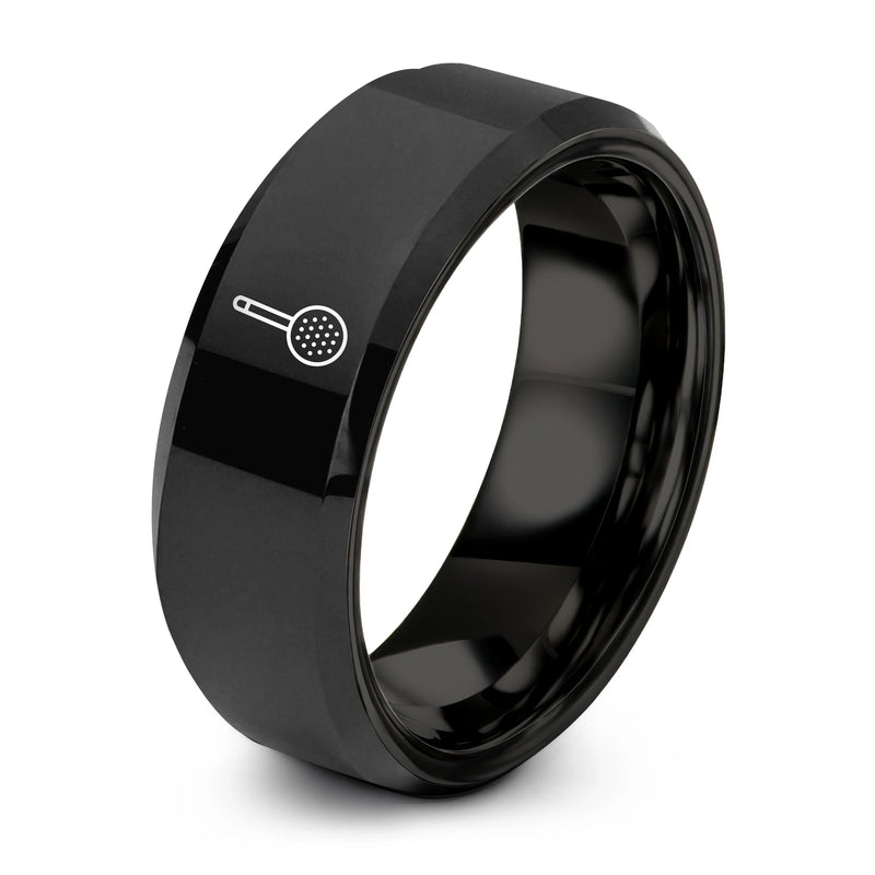 Skimmer – Tungsten Wedding Band, 8 mm, Black Comfort-Fit Unisex