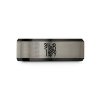 meaningful rings for her – black & gray tungsten arborist climber tree wedding band