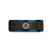 special presents for daughters – gunmetal & blue tungsten cube hexahedron wedding band