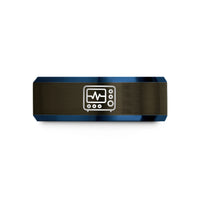personalized presents for daughter – gunmetal & blue tungsten oscilloscope wedding band
