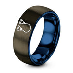 Daughter Gifts from Mother – gunmetal & blue tungsten resistance band handles ring