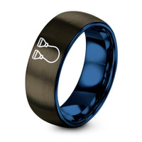 Daughter Gifts from Mother – gunmetal & blue tungsten resistance band handles ring